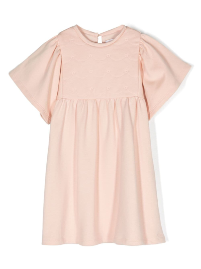 Shop Chloé Embroidered-design Cotton Dress In Pink