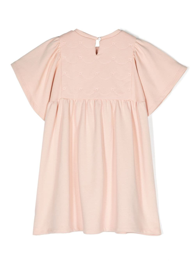 Shop Chloé Embroidered-design Cotton Dress In Pink