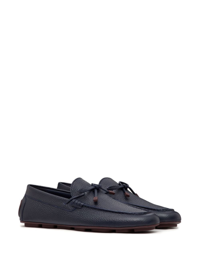 Valentino Vlogo Signature Leather Driving Shoes In Blue