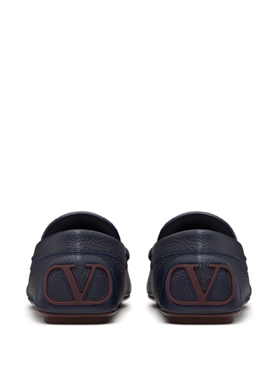 Valentino Vlogo Signature Leather Driving Shoes In Blue