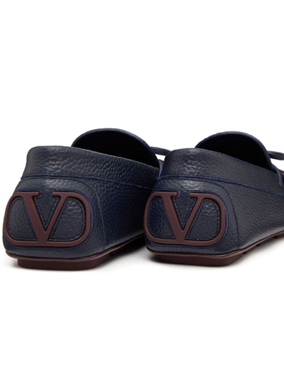 Valentino Vlogo Signature Leather Driving Shoes In Blue