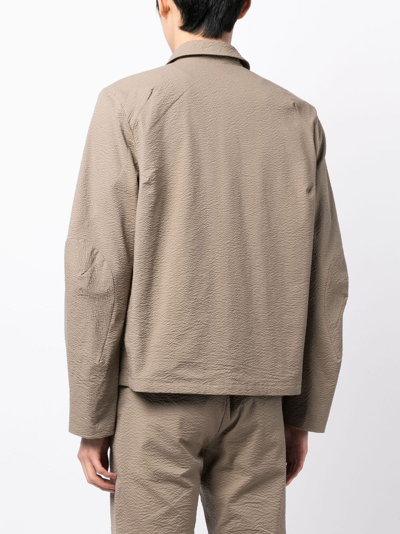 Shop Post Archive Faction Crinkled Long-sleeve Shirt Jacket In Brown