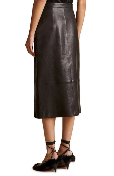 Shop Khaite Fraser Lambskin Leather Skirt In Black