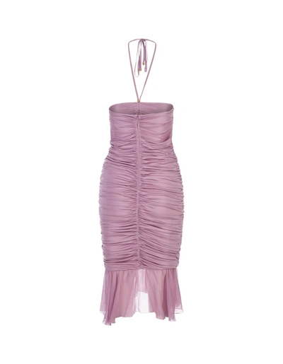 Shop Blumarine Mauve Midi Dress With Cut-out In Pink