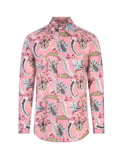 Shop Etro Paisley Floral Shirt In Cotton In Pink