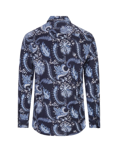Shop Etro Shirt With Light Paisley Print In Blue