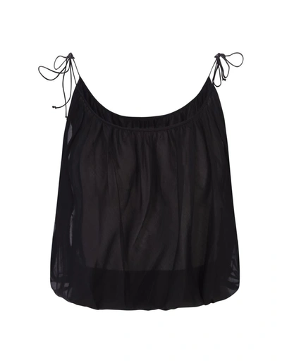 Shop Tory Burch Top With Laces On The Shoulders In Black