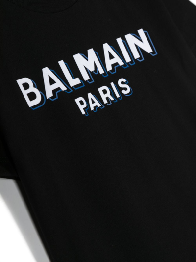 Shop Balmain Logo-print Cotton T-shirt In Black