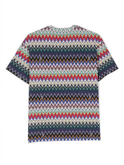 Shop Missoni Zigzag-pattern Stretch-cotton T-shirt In Red