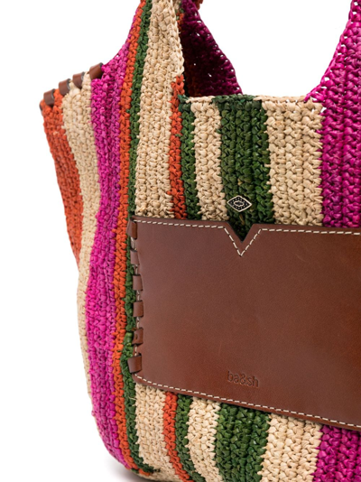 Shop Ba&sh Ara Striped Raffia Tote Bag In Neutrals