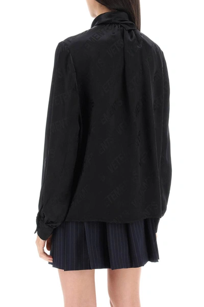 Shop Vetements Scarf Collar Monogram Blouse In Black