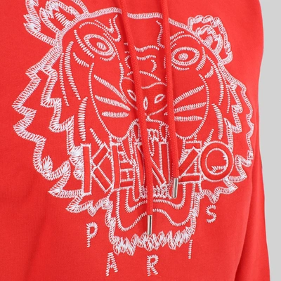 Shop Kenzo Embroidered Logo Hoodie In Red