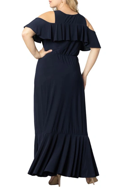 Kiyonna Piper Cold Shoulder Dress In Nouveau Navy