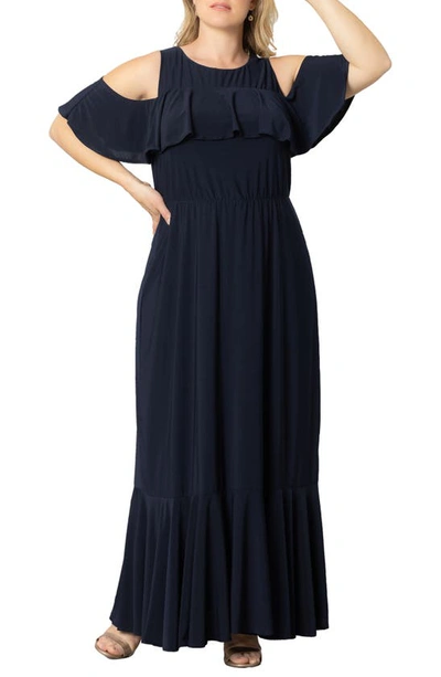 Kiyonna Piper Cold Shoulder Dress In Nouveau Navy