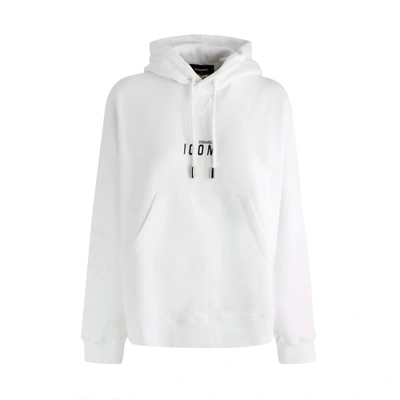 Dsquared2 Logo Printed Drawstring Hoodie In 100