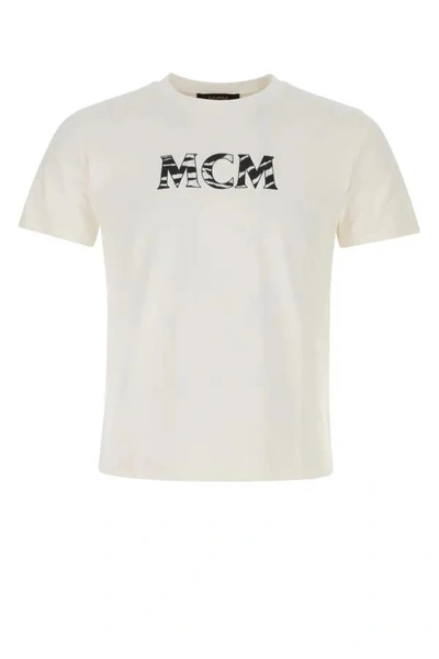 Shop Mcm T-shirt In Egret
