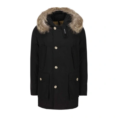 Shop Woolrich Fur Parka Coat In Blk