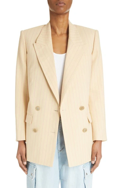Shop Isabel Marant Nevim Double Breasted Jacket In Light Yellow/ Pink