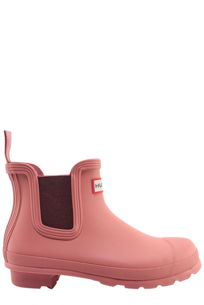 Shop Hunter Original Chelsea Rain Ankle Boots In Pink
