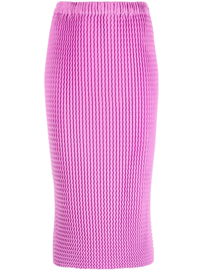 Shop Issey Miyake Pink Spongy-36 Zigzag Stitching Skirt