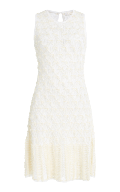 Chloé Tweed Lace Knit Mini Dress In White