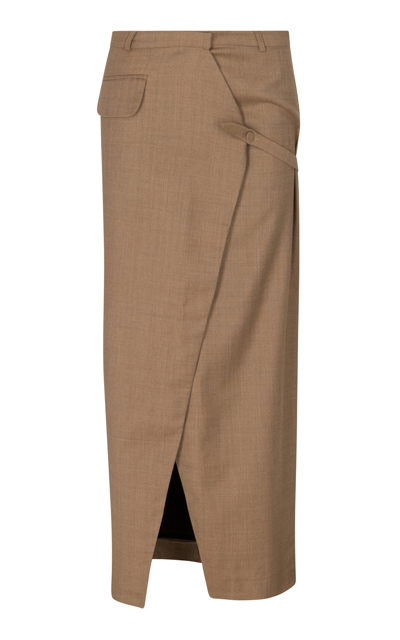 Shop Aya Muse Menti Wool-blend Skirt In Neutral