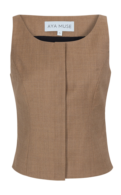 Shop Aya Muse Menti Wool-blend Vest Top In Neutral