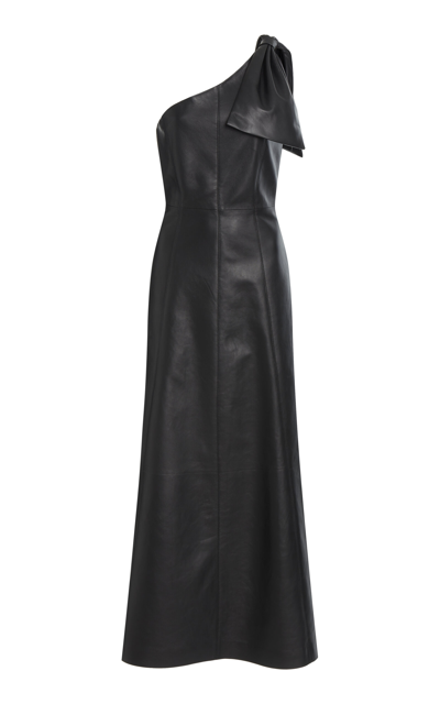 Shop Chloé Asymmetric Leather Maxi Dress In Black