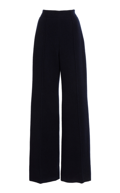 Shop Chloé Women's Gauzy Recycled Cashmere-wool Straight-leg Pants In Navy