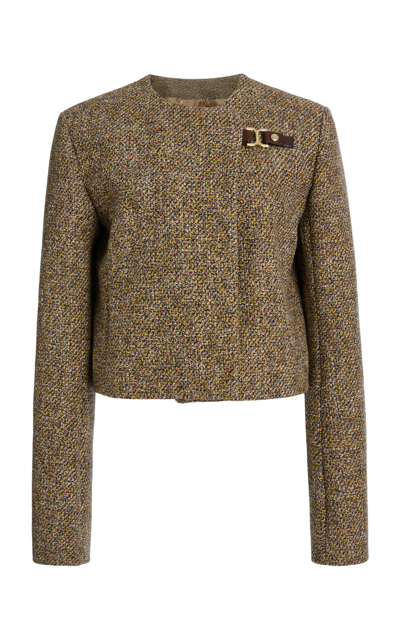 Shop Chloé Heavy Wool-cotton Tweed Mouline Jacket In Multi