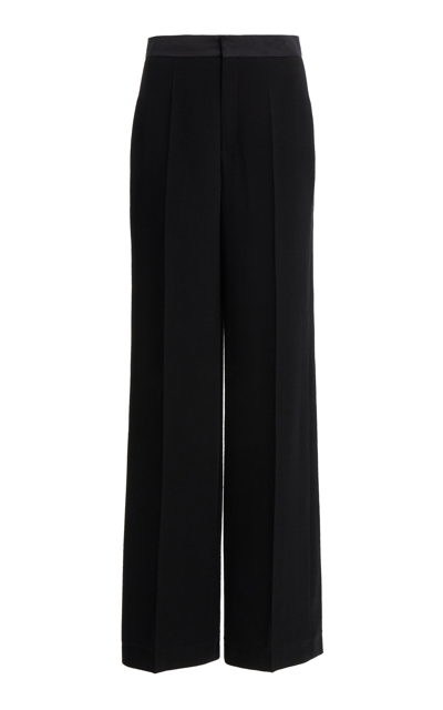 Shop Chloé Women's Textured Wool Crepe Tuxedo Pants In Black