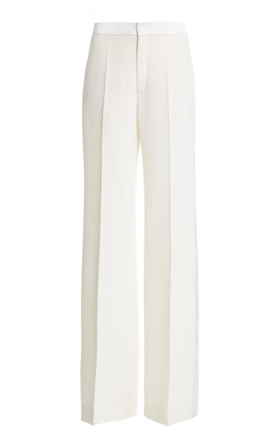 Shop Chloé Wool Crepe Tuxedo Pants In Ivory