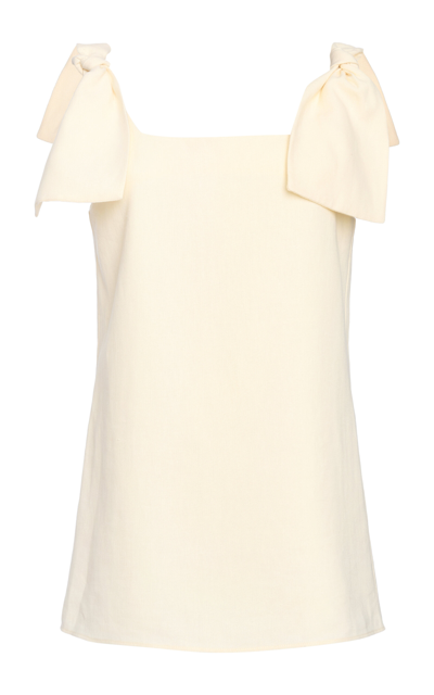 Shop Chloé Tie-detailed Linen-canvas Tank Top In Ivory