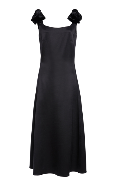 Shop Chloé Wool-silk Satin Maxi Dress In Black