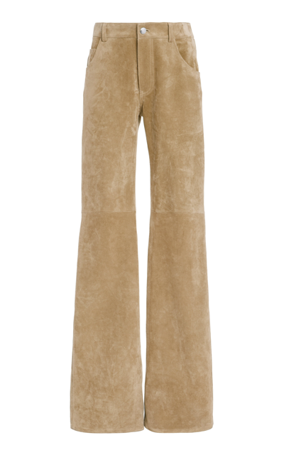 Shop Chloé Soft Crosta Leather Pants In Neutral