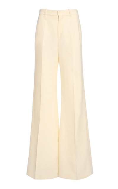 Shop Chloé Linen-canvas Wide-leg Pants In Ivory