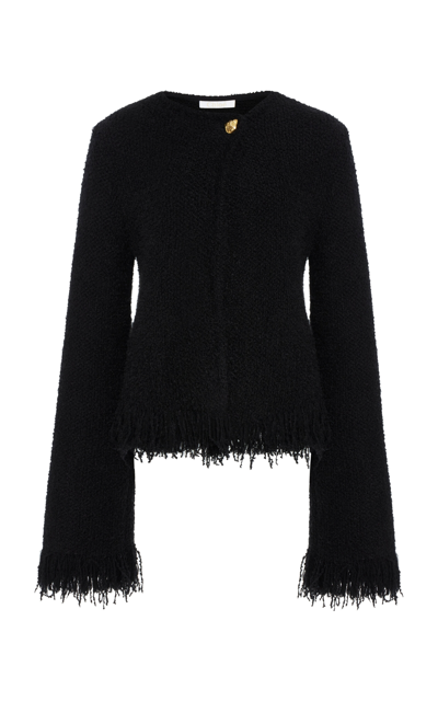 Shop Chloé Wool-blend Tweed Jacket In Black