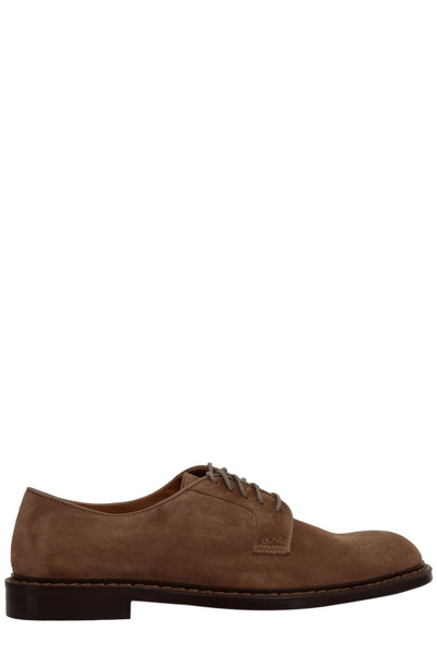 Shop Doucal's Round Toe Lace In Brown