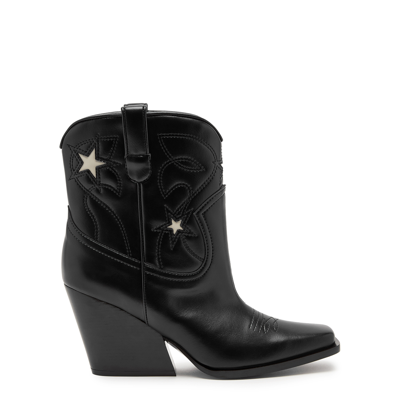 Shop Stella Mccartney Cloudy 90 Faux Leather Cowboy Boots In Black