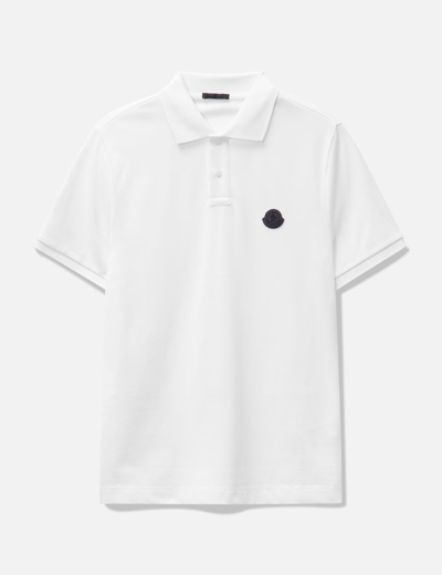 Shop Moncler Logo Polo Shirt In White