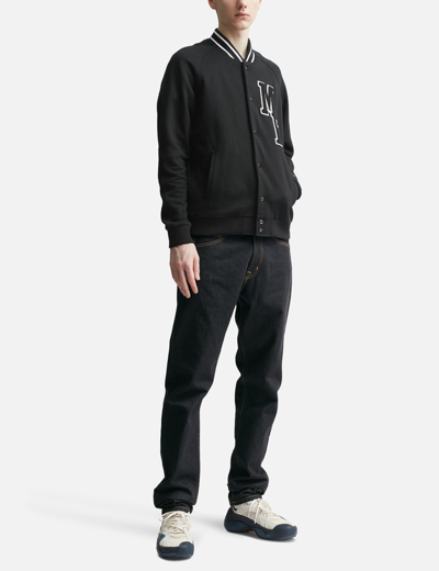 Shop Moncler Genius 7 Moncler Frgmt Hiroshi Fujiwara Varsity Fleece Cardigan In Black