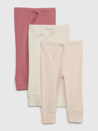 Gap Baby First Favorites Tinyrib Pants (3-pack) In Barely Pink