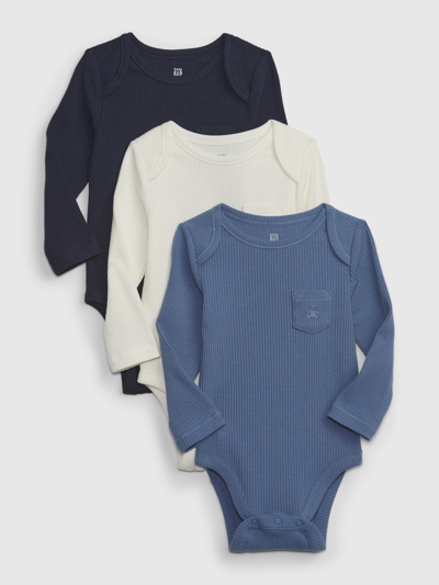 Shop Gap Baby First Favorites Tinyrib Bodysuit (3-pack) In Bainbridge Blue