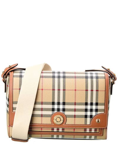 Burberry Note Check Crossbody Bag In Brown