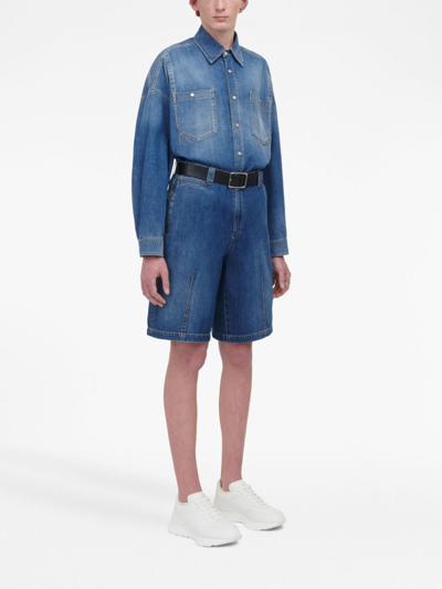 Shop Alexander Mcqueen Dart-detail Denim Shirt In Blue