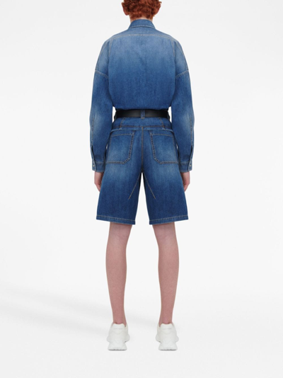 Shop Alexander Mcqueen Dart-detail Denim Shirt In Blue