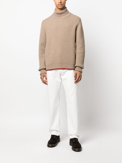 Fay Gerippter Rollkragenpullover In Brown