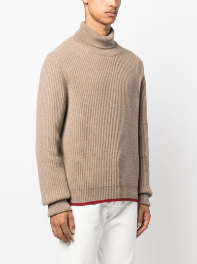Fay Gerippter Rollkragenpullover In Brown