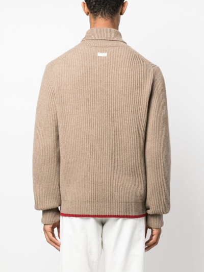 Fay Gerippter Rollkragenpullover In Brown