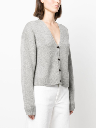 Shop Theory V-neck Purl-knit Cardigan In Grau